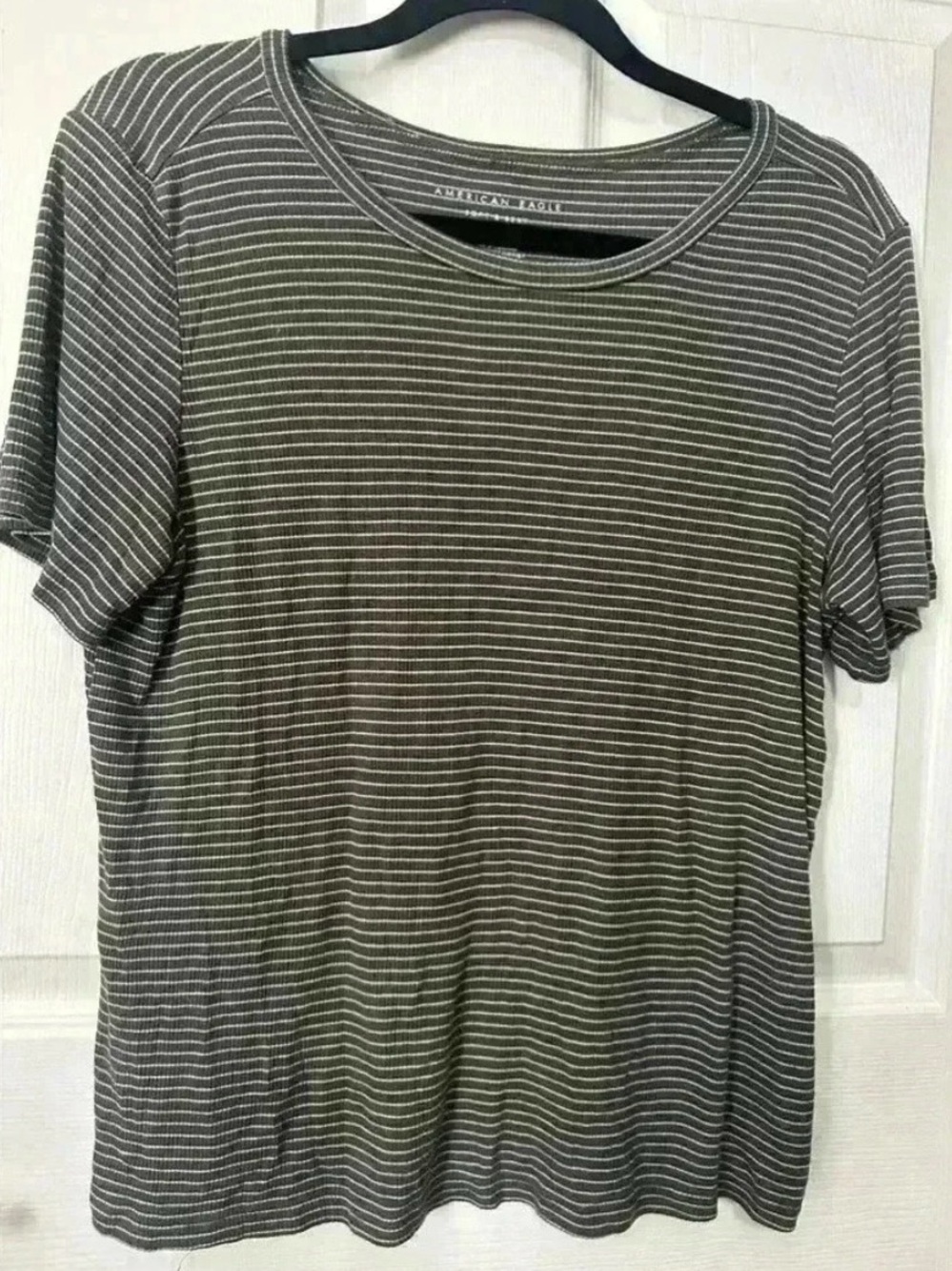 American Eagle Striped Soft and Sexy T-Shirt Top | Size XS | Green & White